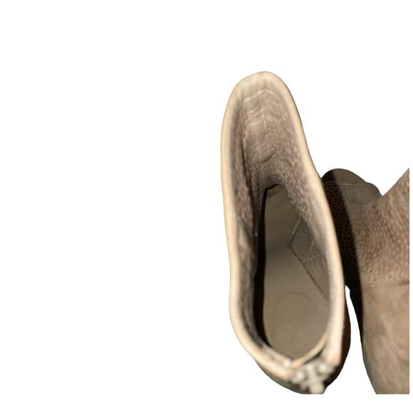 Stuart Weitzman In & Out Tan Nubuck Peep Toe Stiletto Bootie size 10 - Picture 7 of 16